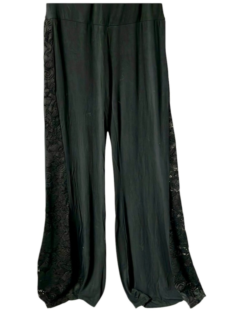 Wide Leg , Palazzo Black Pants Lace Sides